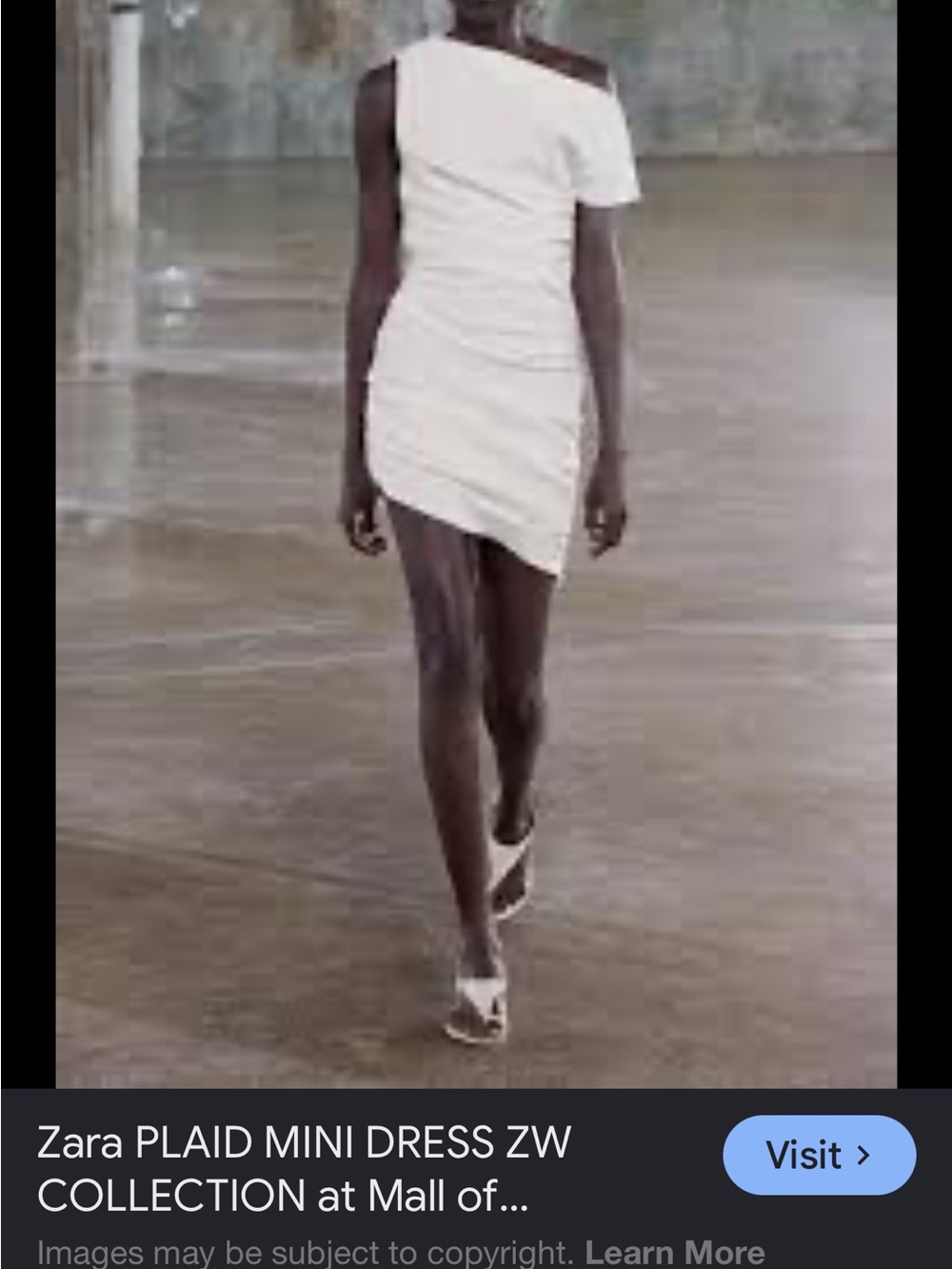 Zara White One-Shoulder Ruched Mini Dress